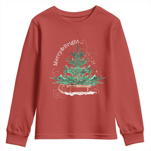 Merry and Bright Christmas Sleigh Youth Sweatshirt TS10 Red Print Your Wear