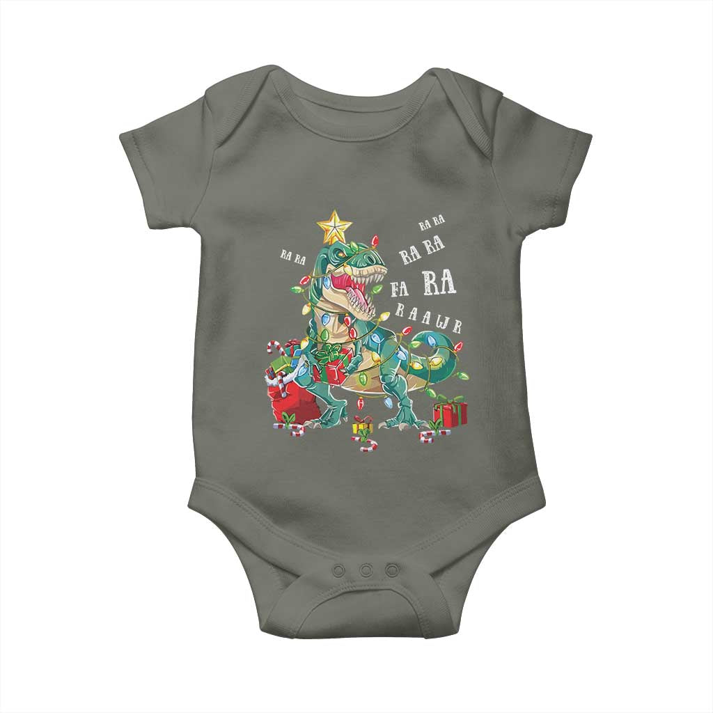 Dinosaur Christmas Baby Onesie Tree Lights Xmas Boys Men TS10 Military Green Print Your Wear
