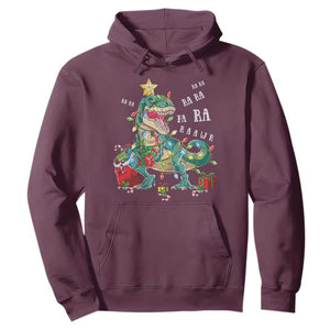 Dinosaur Christmas Hoodie Tree Lights Xmas Boys Men TS10 Maroon Print Your Wear