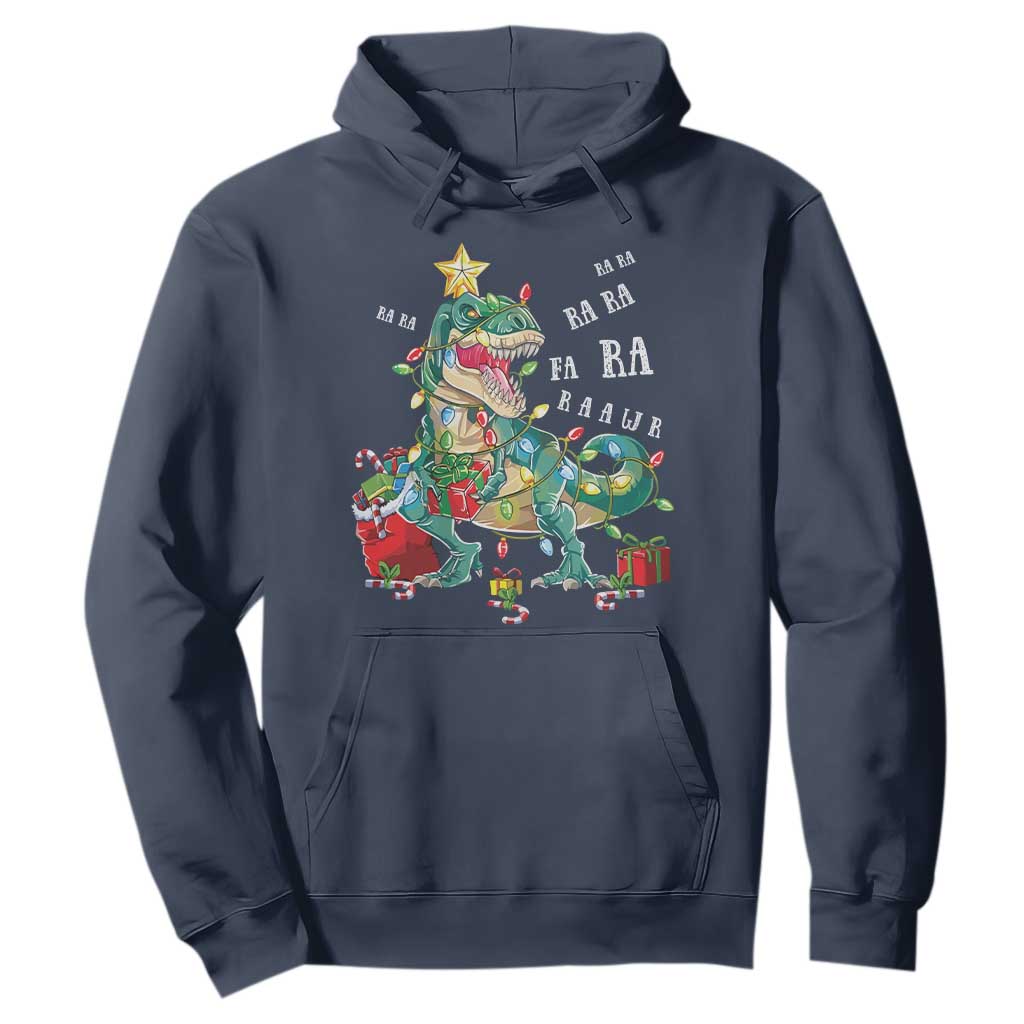 Dinosaur Christmas Hoodie Tree Lights Xmas Boys Men TS10 Navy Print Your Wear