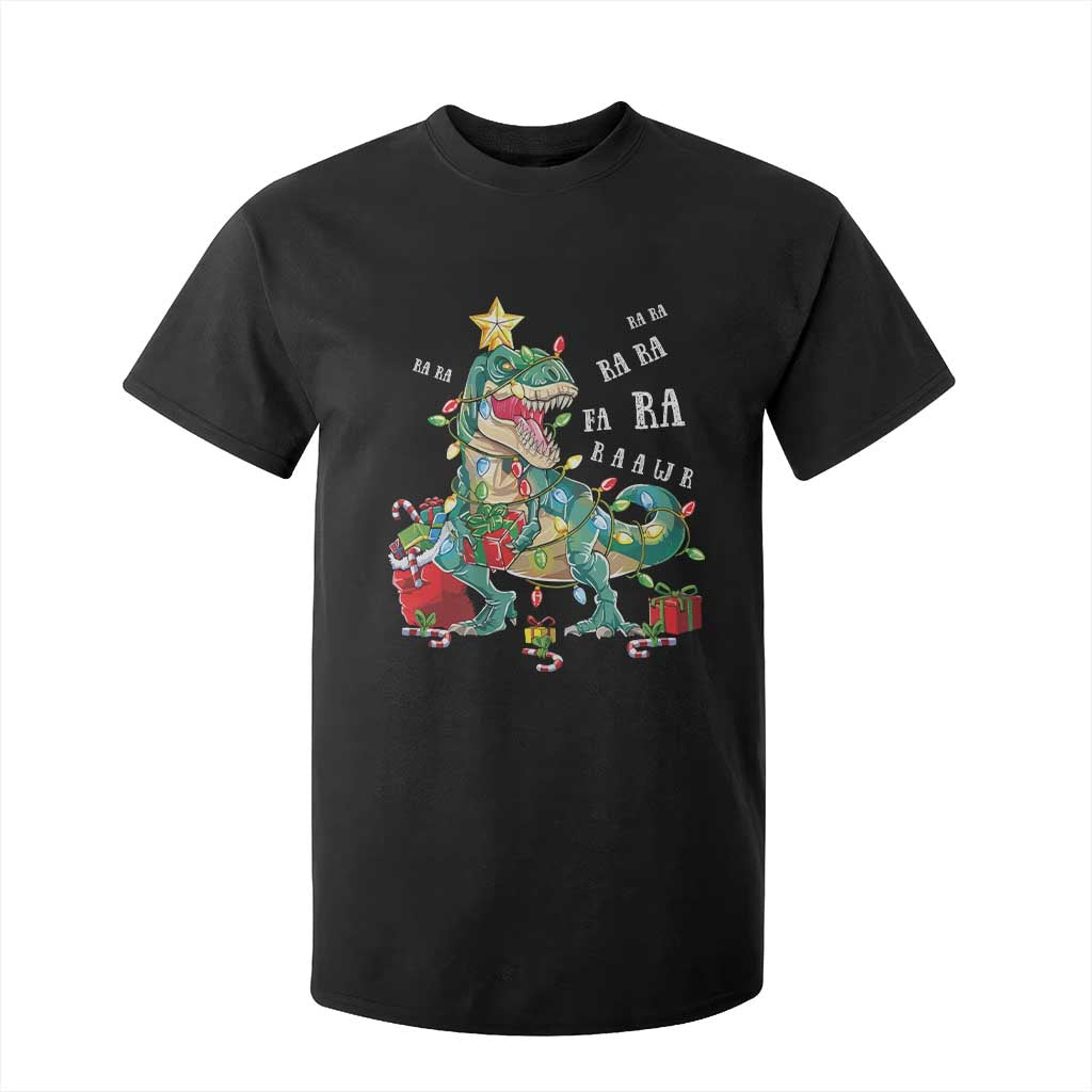 Dinosaur Christmas T Shirt For Kid Tree Lights Xmas Boys Men TS10 Black Print Your Wear