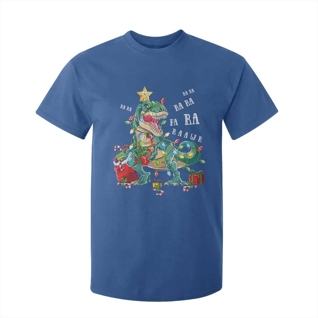 Dinosaur Christmas T Shirt For Kid Tree Lights Xmas Boys Men TS10 Royal Blue Print Your Wear
