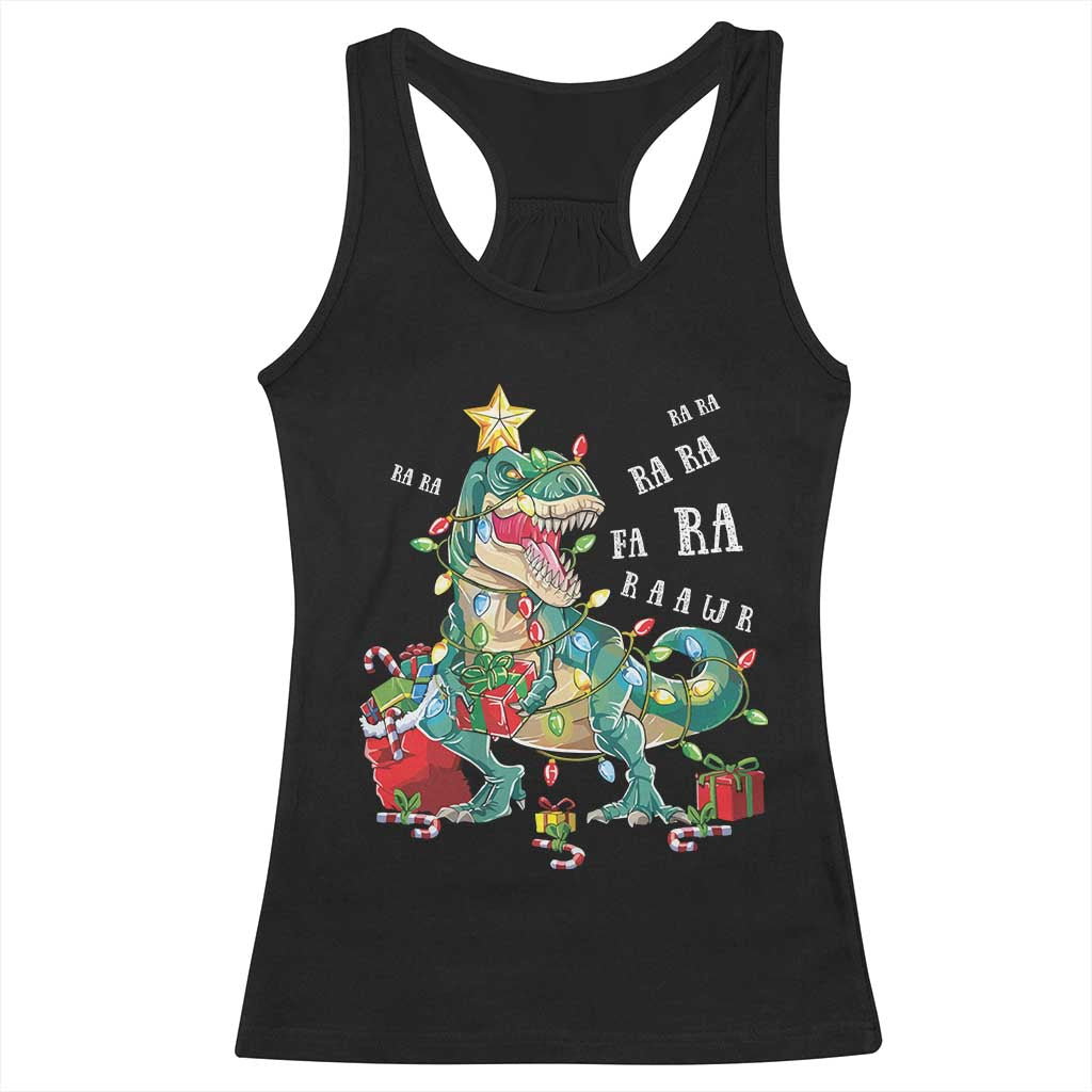 Dinosaur Christmas Racerback Tank Top Tree Lights Xmas Boys Men TS10 Black Print Your Wear