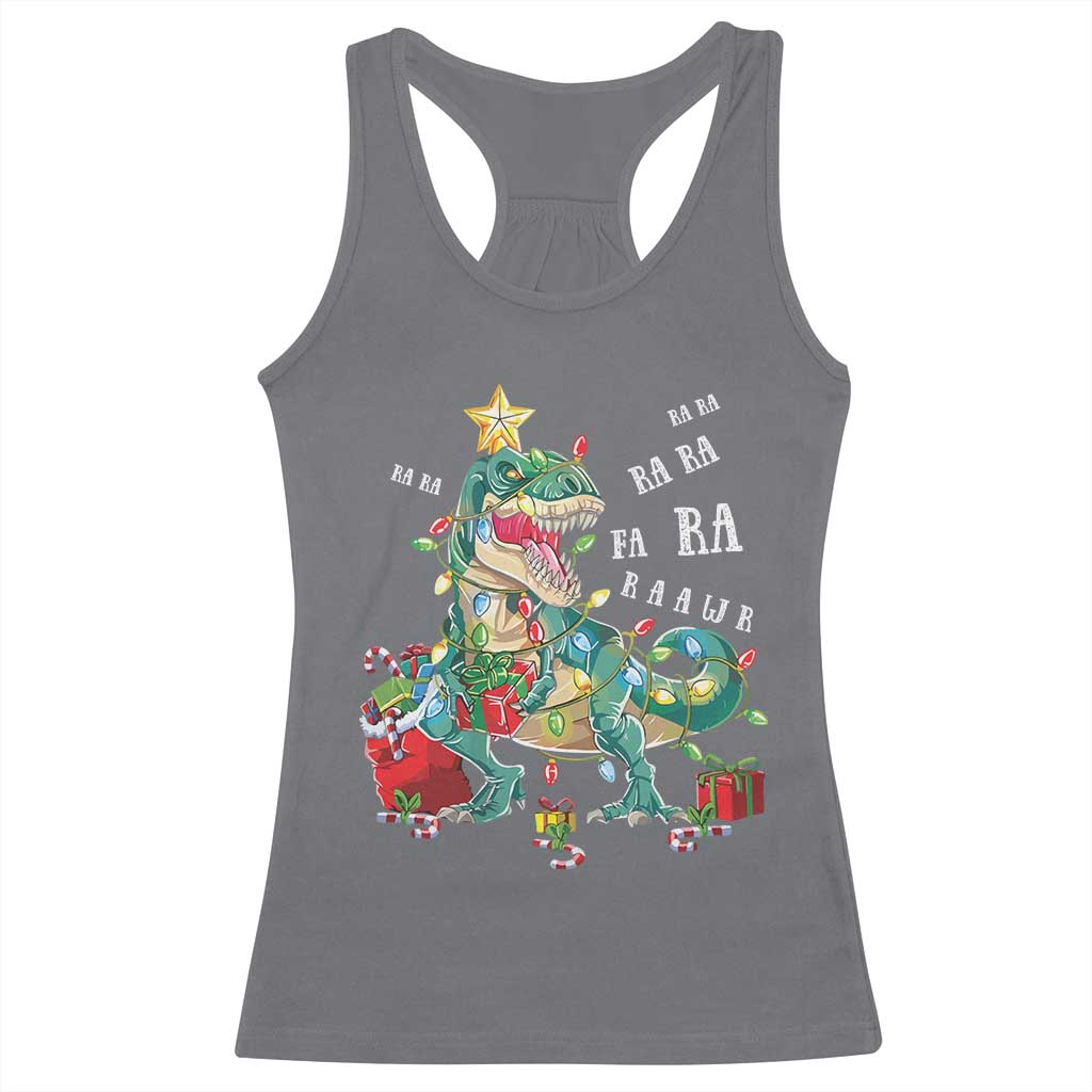 Dinosaur Christmas Racerback Tank Top Tree Lights Xmas Boys Men TS10 Charcoal Print Your Wear