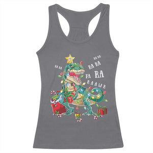 Dinosaur Christmas Racerback Tank Top Tree Lights Xmas Boys Men TS10 Charcoal Print Your Wear
