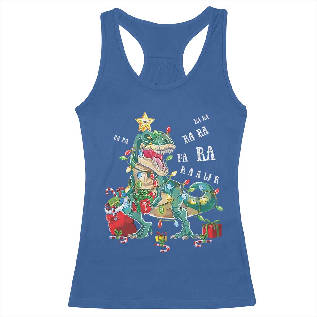 Dinosaur Christmas Racerback Tank Top Tree Lights Xmas Boys Men TS10 Royal Blue Print Your Wear