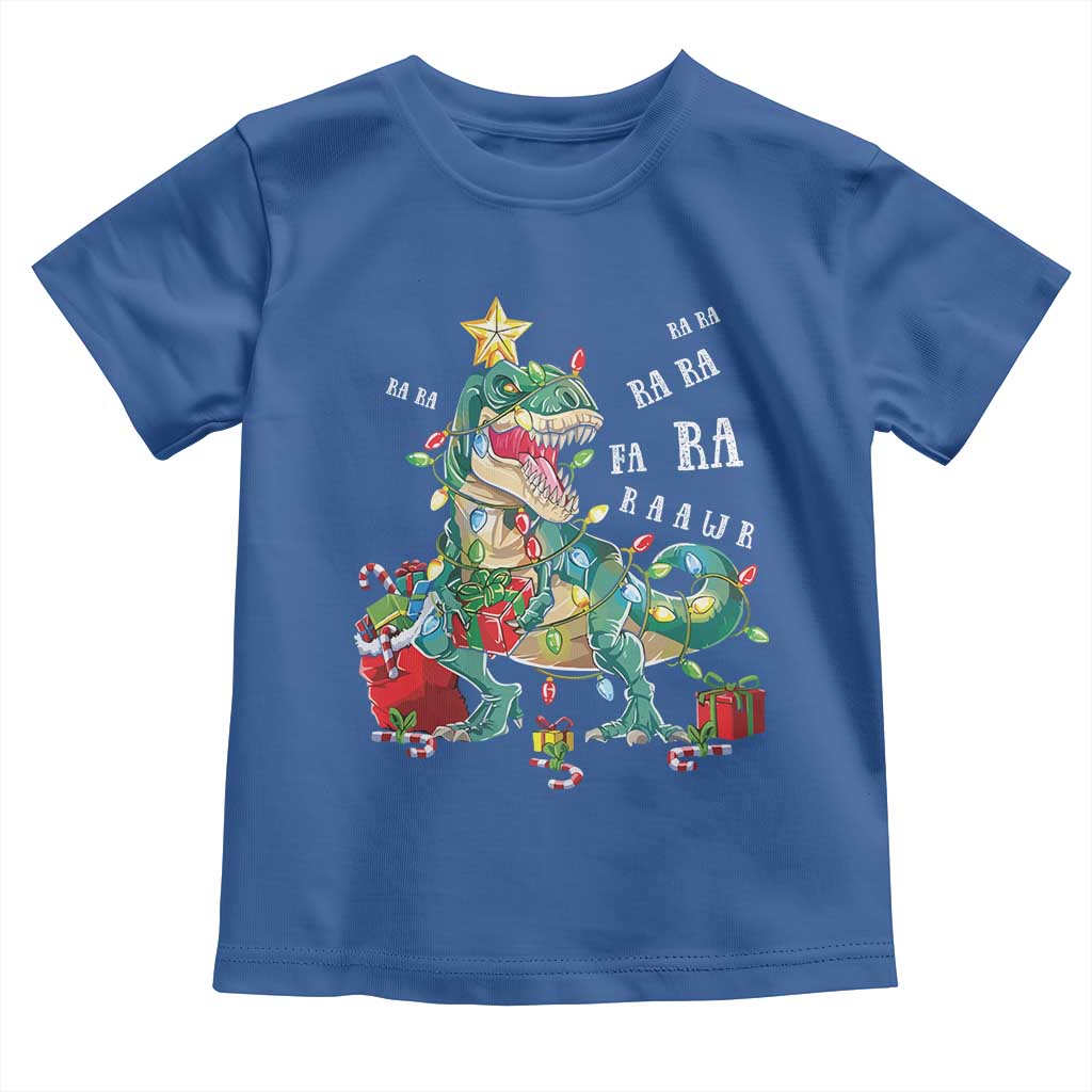 Dinosaur Christmas Toddler T Shirt Tree Lights Xmas Boys Men TS10 Royal Blue Print Your Wear