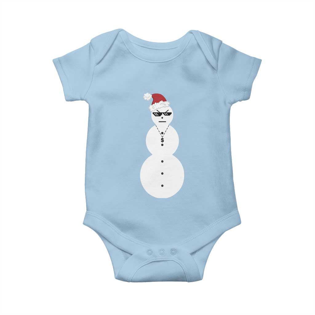 Funny Angry Snowman Baby Onesie Gangster Snowmen Rap Hip Hop TS10 Light Blue Print Your Wear