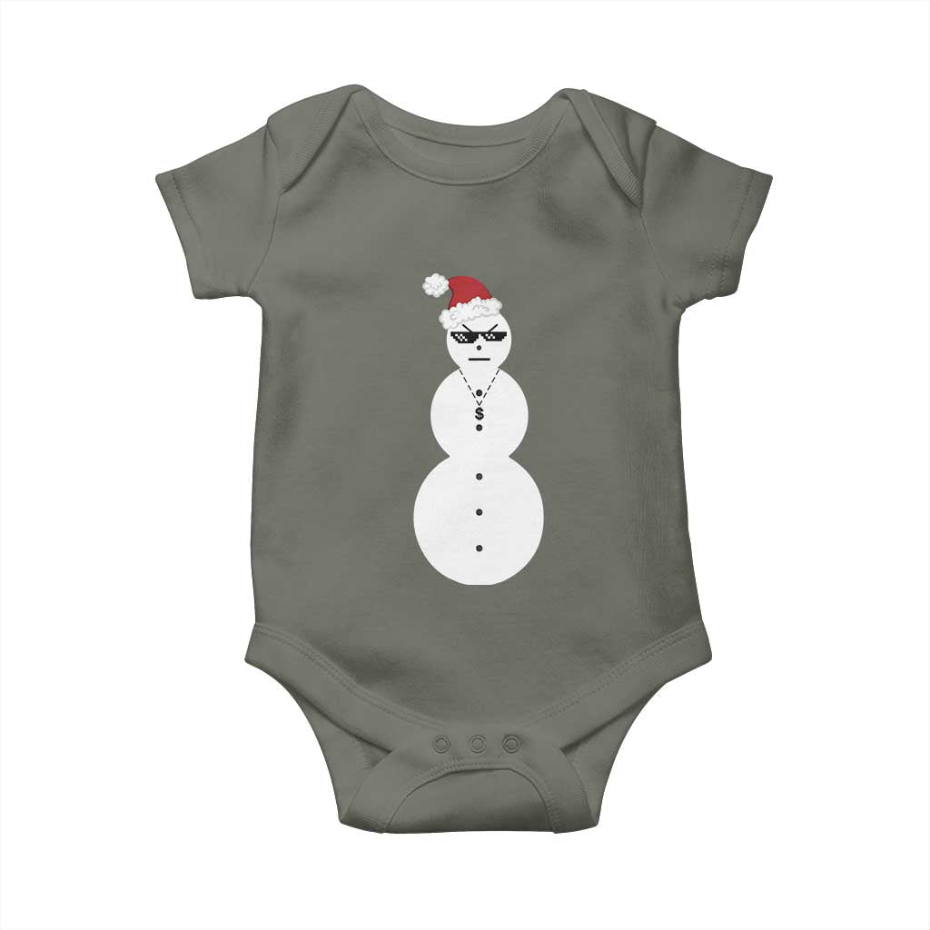 Funny Angry Snowman Baby Onesie Gangster Snowmen Rap Hip Hop TS10 Military Green Print Your Wear