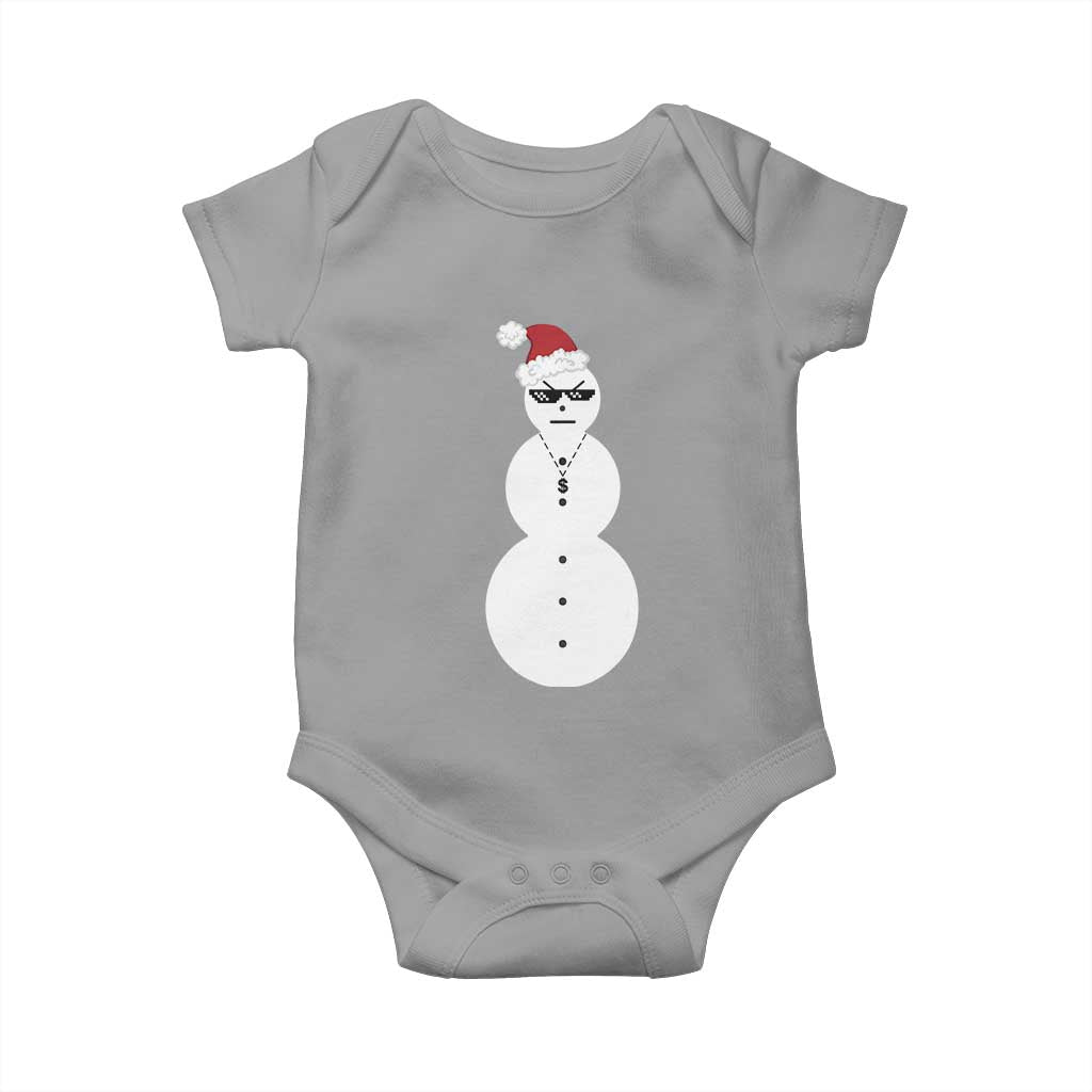 Funny Angry Snowman Baby Onesie Gangster Snowmen Rap Hip Hop TS10 Sport Gray Print Your Wear