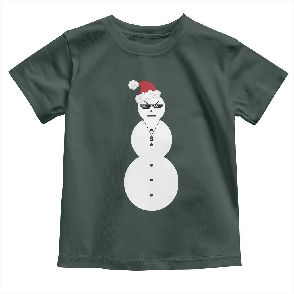 Funny Angry Snowman Baby Shirt Gangster Snowmen Rap Hip Hop TS10 Dark Forest Green Print Your Wear