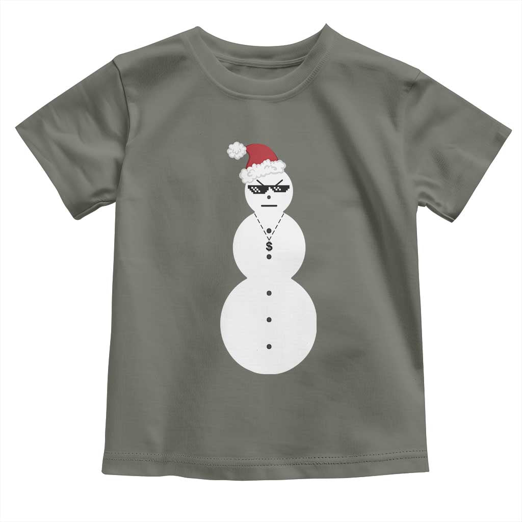 Funny Angry Snowman Baby Shirt Gangster Snowmen Rap Hip Hop TS10 Military Green Print Your Wear