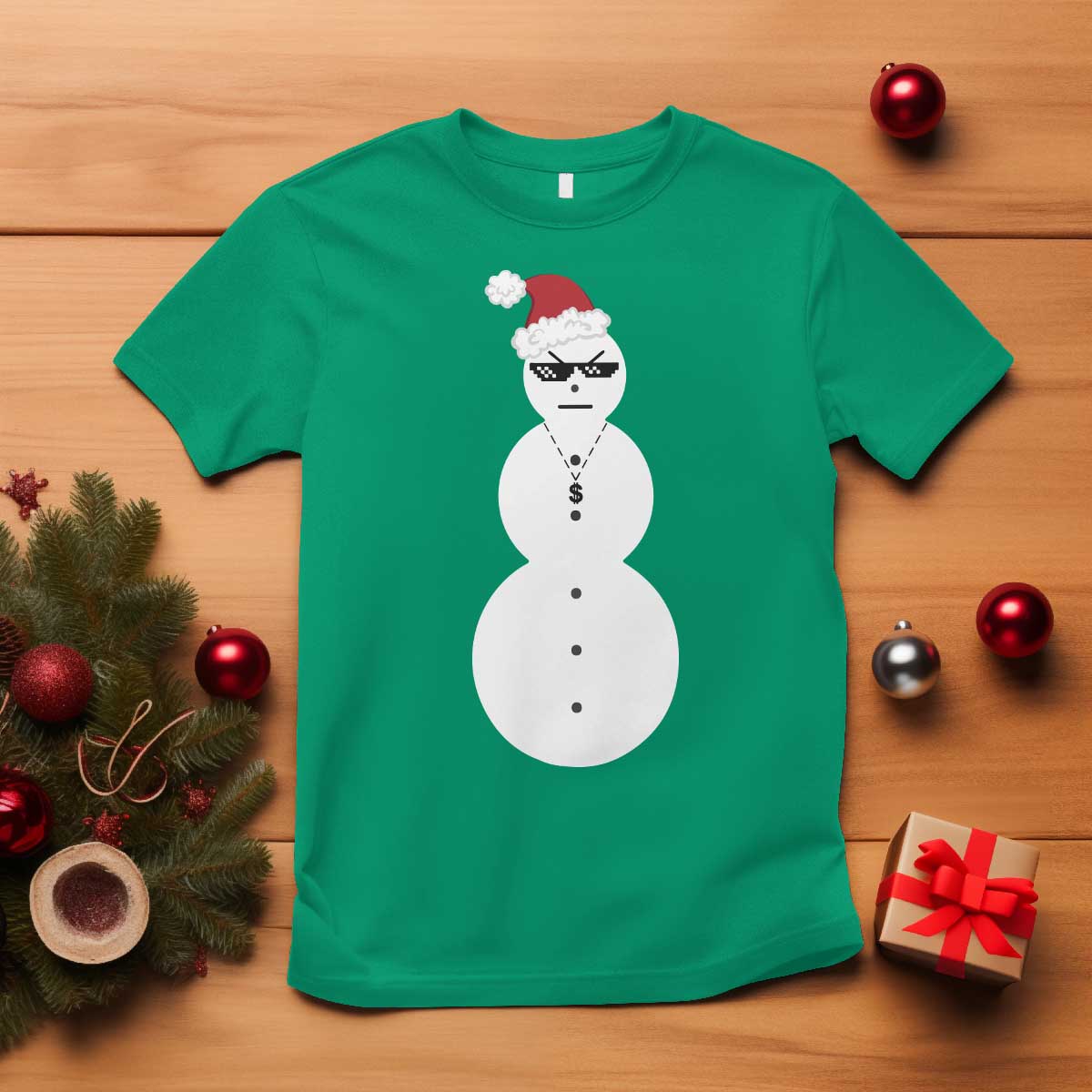 Funny Angry Snowman T Shirt Gangster Snowmen Rap Hip Hop TS10 Irish Green Print Your Wear