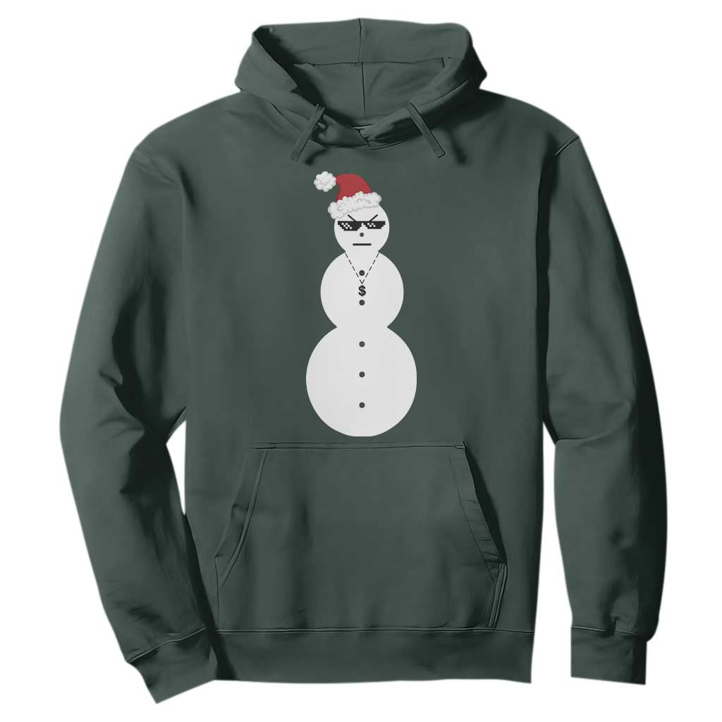 Funny Angry Snowman Hoodie Gangster Snowmen Rap Hip Hop TS10 Dark Forest Green Print Your Wear