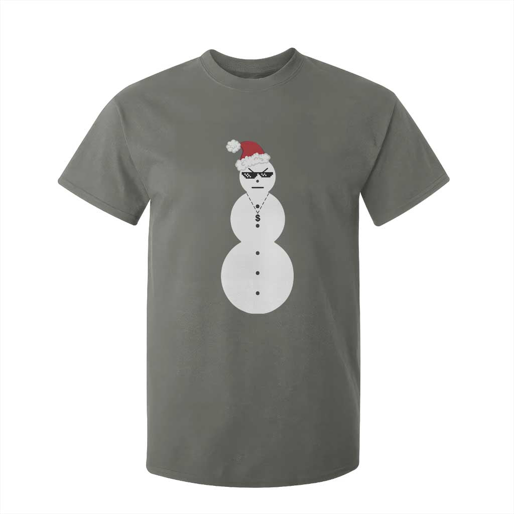 Funny Angry Snowman T Shirt For Kid Gangster Snowmen Rap Hip Hop TS10 Military Green Print Your Wear