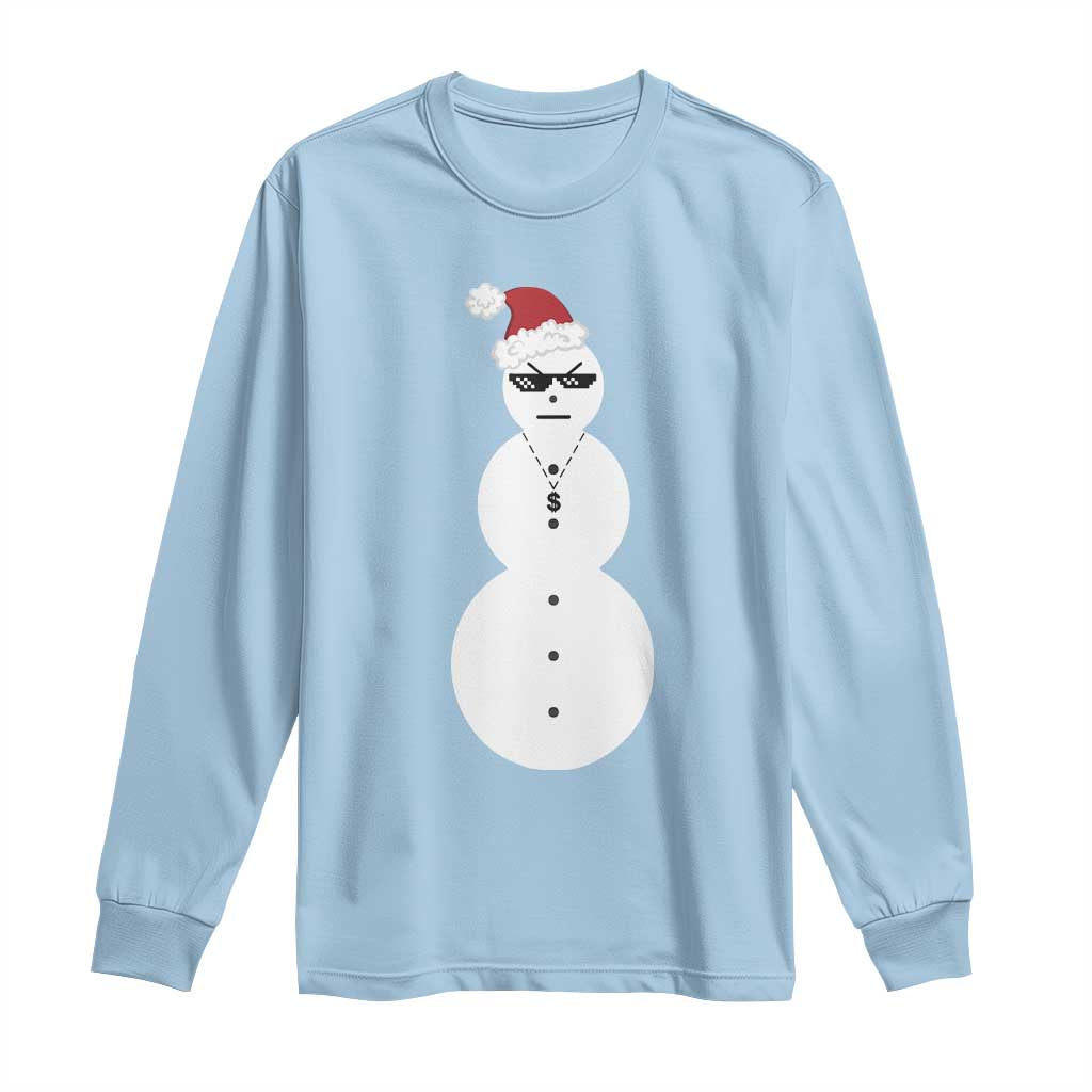 Funny Angry Snowman Long Sleeve Shirt Gangster Snowmen Rap Hip Hop TS10 Light Blue Print Your Wear