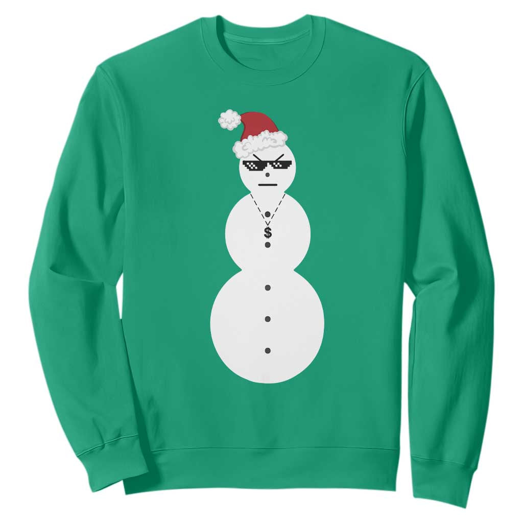 Funny Angry Snowman Sweatshirt Gangster Snowmen Rap Hip Hop TS10 Irish Green Print Your Wear