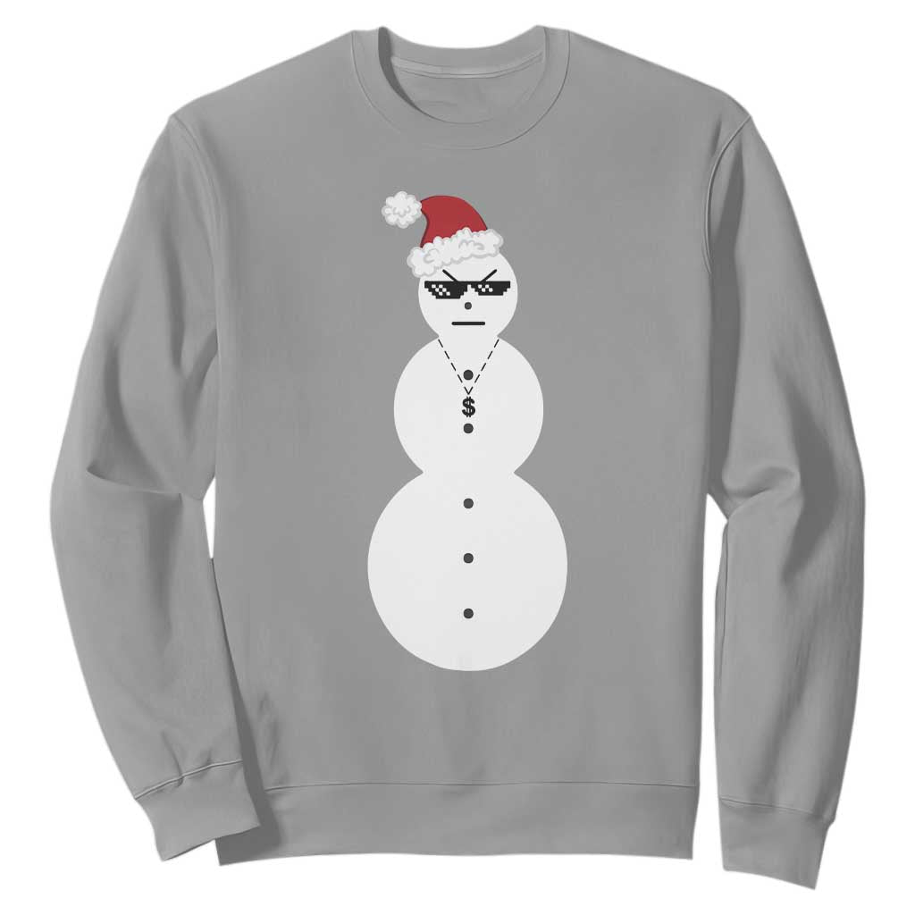 Funny Angry Snowman Sweatshirt Gangster Snowmen Rap Hip Hop TS10 Sport Gray Print Your Wear