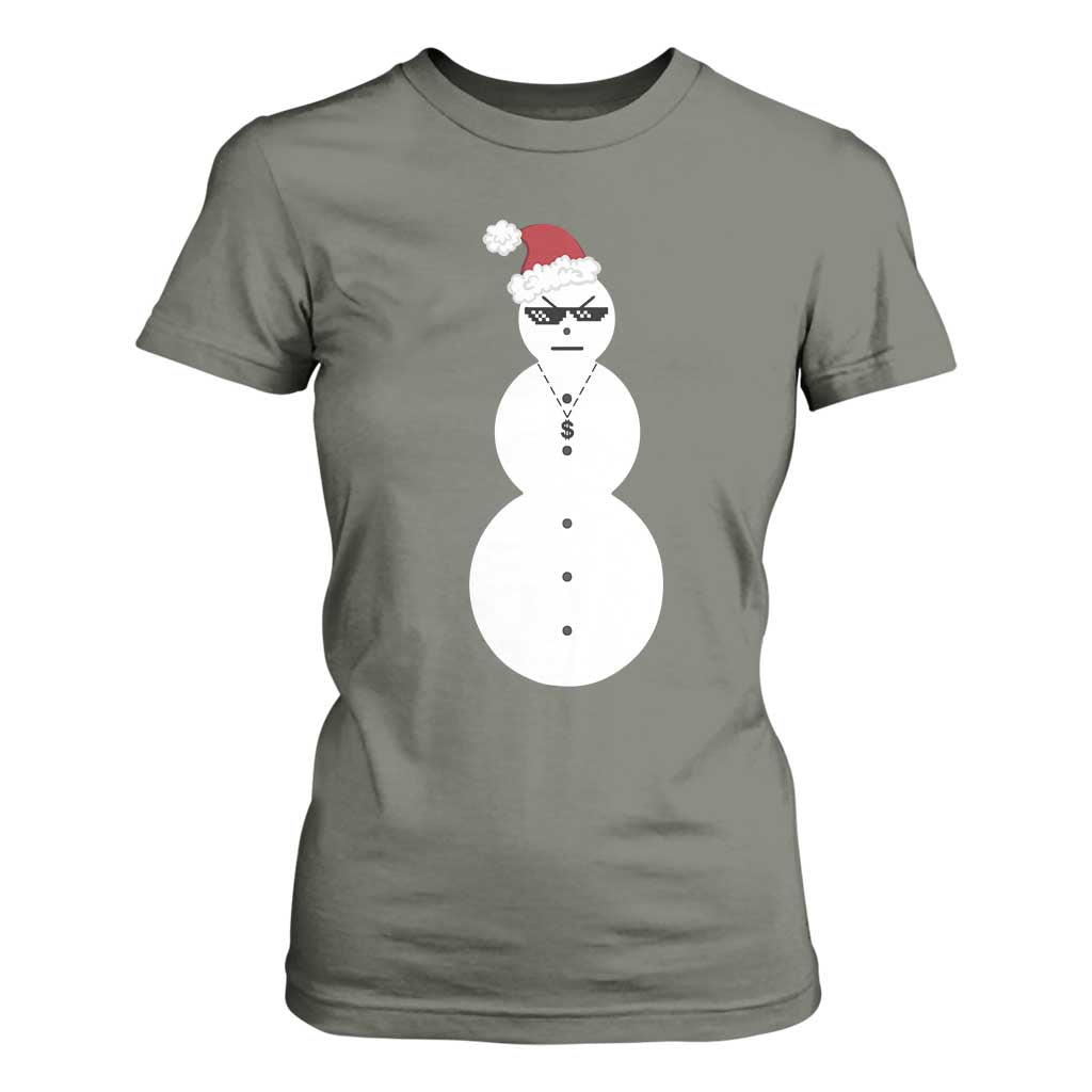 Funny Angry Snowman T Shirt For Women Gangster Snowmen Rap Hip Hop TS10 Military Green Print Your Wear
