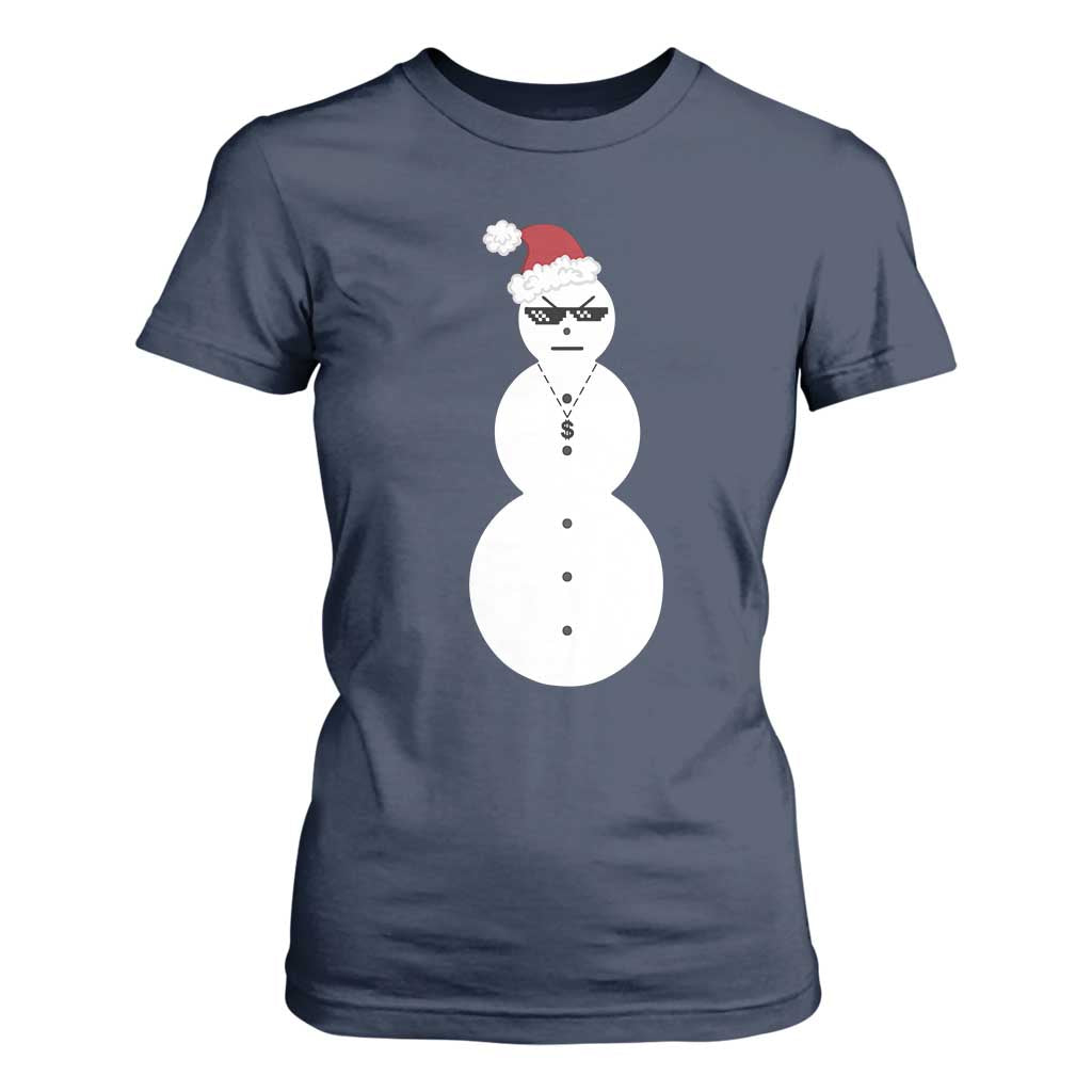 Funny Angry Snowman T Shirt For Women Gangster Snowmen Rap Hip Hop TS10 Navy Print Your Wear