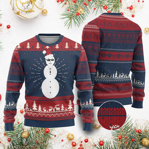Funny Angry Snowman Knit Sweatshirt Gangster Snowmen Rap Hip Hop TS10 Burgundy Print Your Wear