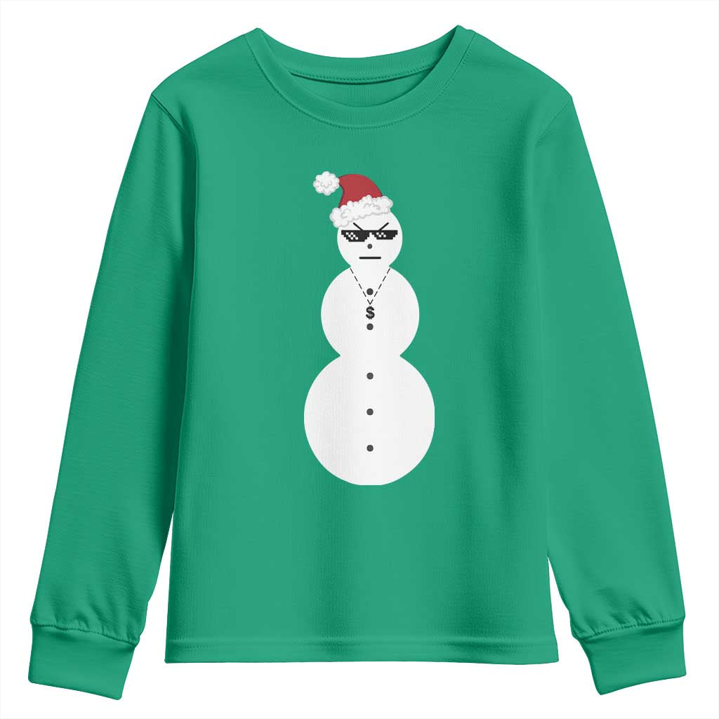 Funny Angry Snowman Youth Sweatshirt Gangster Snowmen Rap Hip Hop TS10 Irish Green Print Your Wear