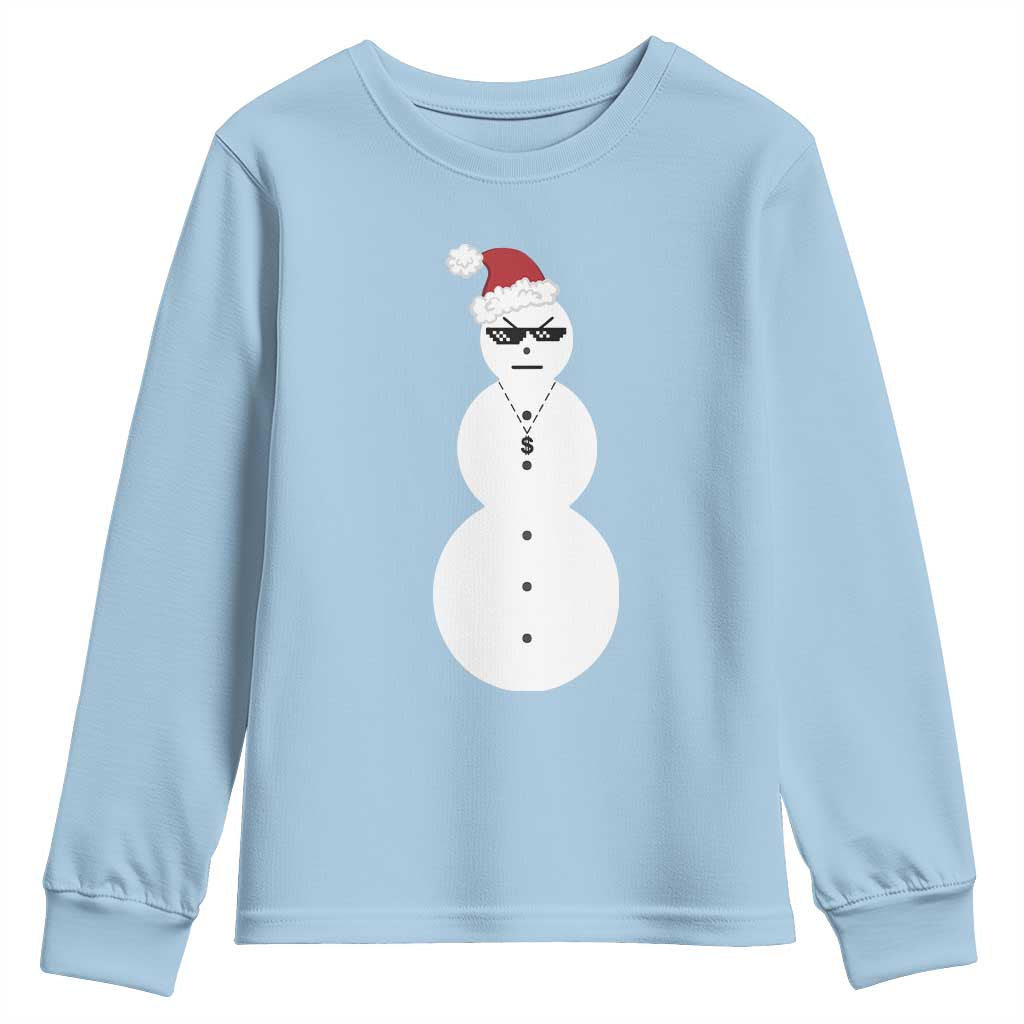 Funny Angry Snowman Youth Sweatshirt Gangster Snowmen Rap Hip Hop TS10 Light Blue Print Your Wear