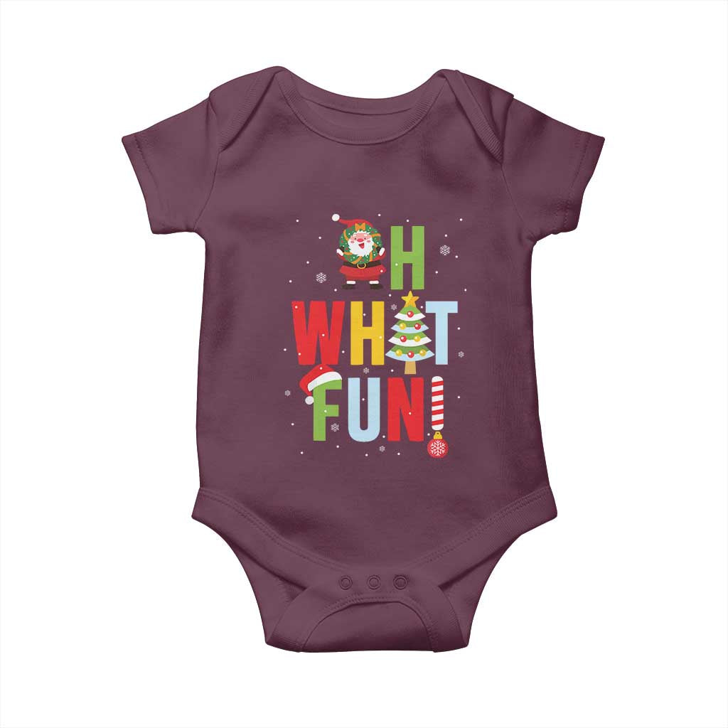 Funny Christmas Santa Baby Onesie Oh What Fun Christmas Tree And Wreath TS10 Maroon Print Your Wear