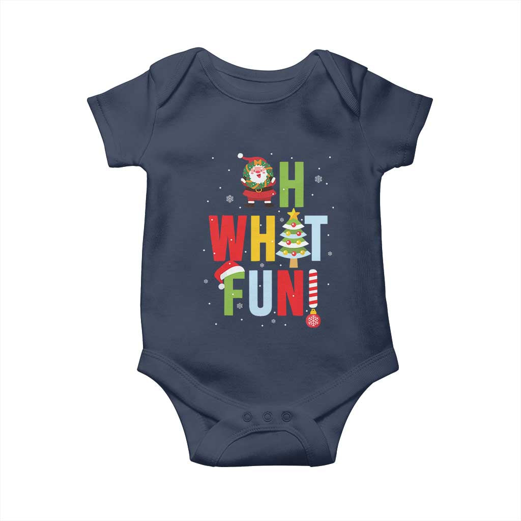Funny Christmas Santa Baby Onesie Oh What Fun Christmas Tree And Wreath TS10 Navy Print Your Wear
