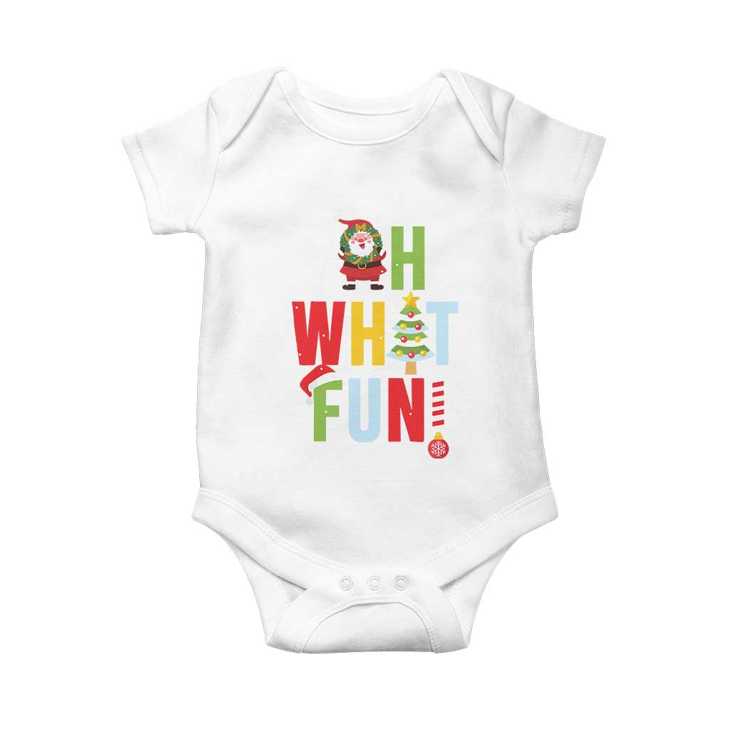 Funny Christmas Santa Baby Onesie Oh What Fun Christmas Tree And Wreath TS10 White Print Your Wear