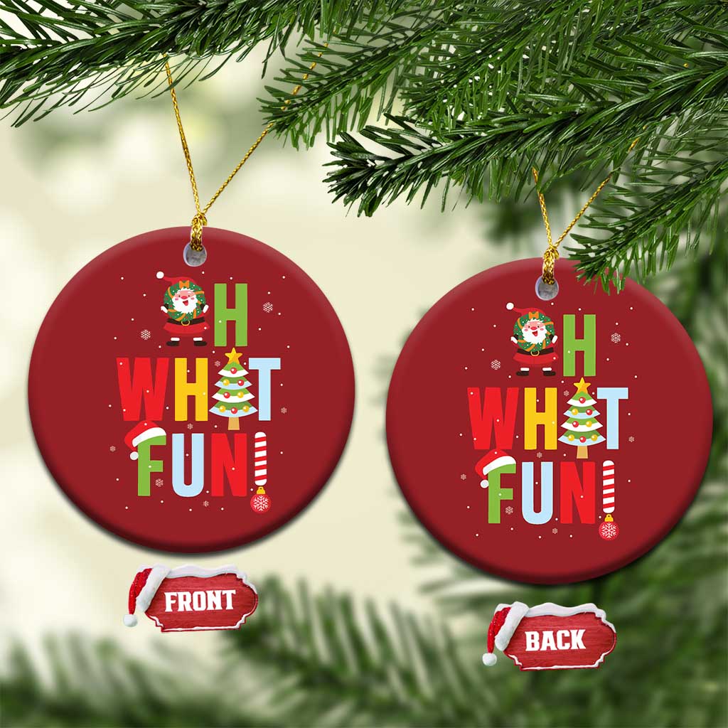 Funny Xmas Santa Christmas Ornament Oh What Fun Christmas Tree And Wreath TS10 Circle Red Print Your Wear