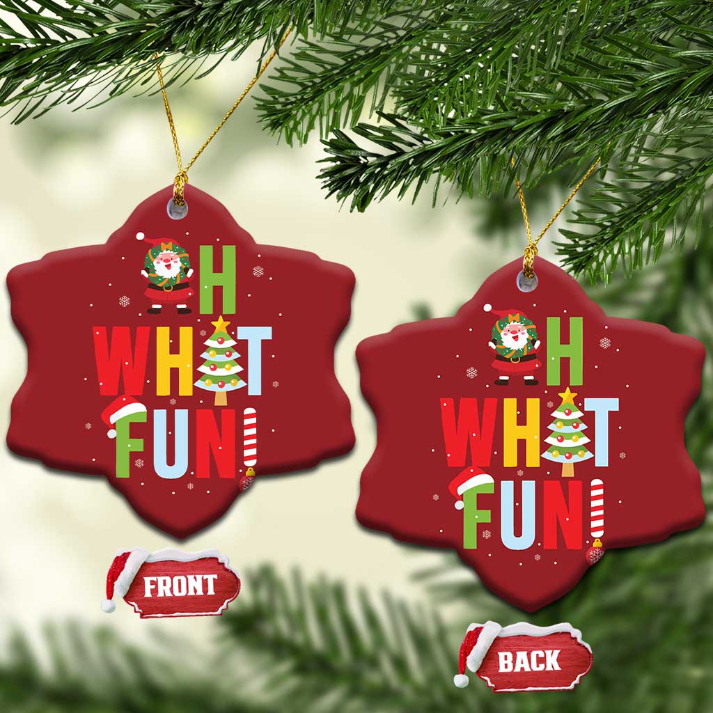 Funny Xmas Santa Christmas Ornament Oh What Fun Christmas Tree And Wreath TS10 Snow Flake Red Print Your Wear