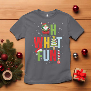 Funny Christmas Santa T Shirt Oh What Fun Christmas Tree And Wreath TS10 Charcoal Print Your Wear