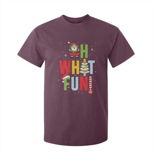 Funny Christmas Santa T Shirt For Kid Oh What Fun Christmas Tree And Wreath TS10 Maroon Print Your Wear