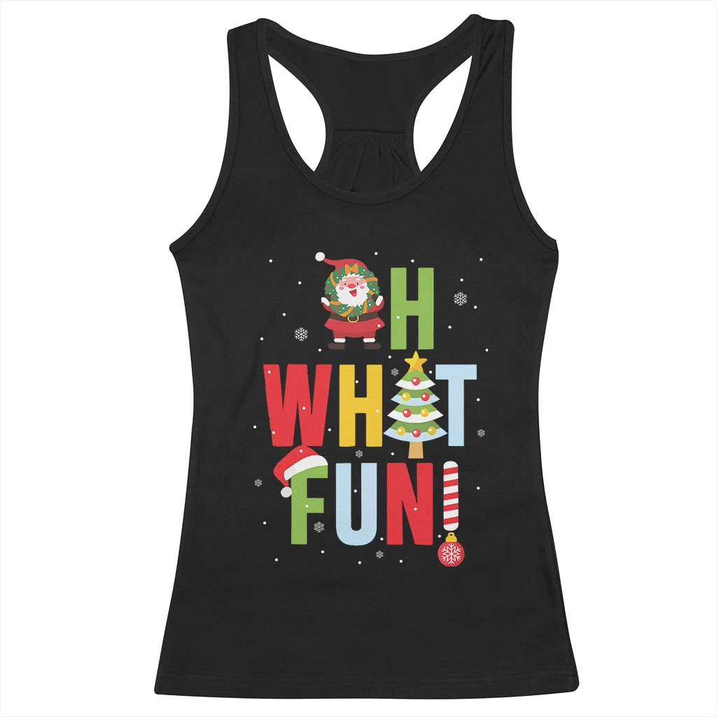 Funny Christmas Santa Racerback Tank Top Oh What Fun Christmas Tree And Wreath TS10 Black Print Your Wear