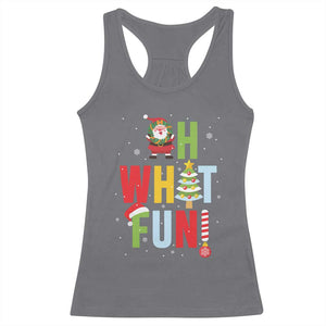 Funny Christmas Santa Racerback Tank Top Oh What Fun Christmas Tree And Wreath TS10 Charcoal Print Your Wear