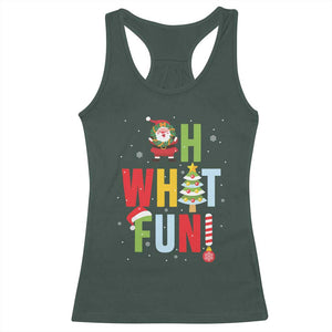 Funny Christmas Santa Racerback Tank Top Oh What Fun Christmas Tree And Wreath TS10 Dark Forest Green Print Your Wear
