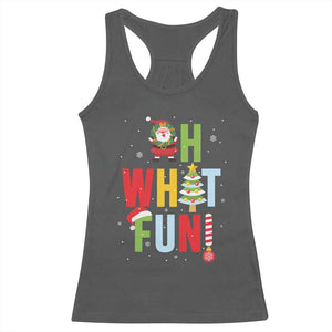 Funny Christmas Santa Racerback Tank Top Oh What Fun Christmas Tree And Wreath TS10 Dark Heather Print Your Wear