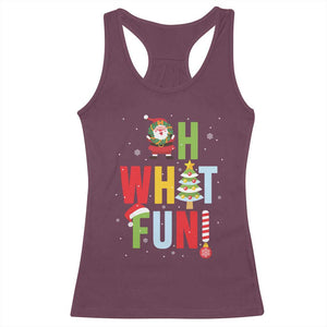 Funny Christmas Santa Racerback Tank Top Oh What Fun Christmas Tree And Wreath TS10 Maroon Print Your Wear