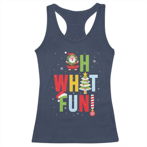 Funny Christmas Santa Racerback Tank Top Oh What Fun Christmas Tree And Wreath TS10 Navy Print Your Wear