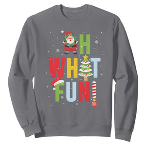 Funny Christmas Santa Sweatshirt Oh What Fun Christmas Tree And Wreath TS10 Charcoal Print Your Wear