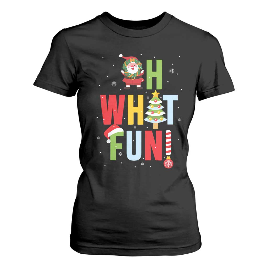 Funny Christmas Santa T Shirt For Women Oh What Fun Christmas Tree And Wreath TS10 Black Print Your Wear