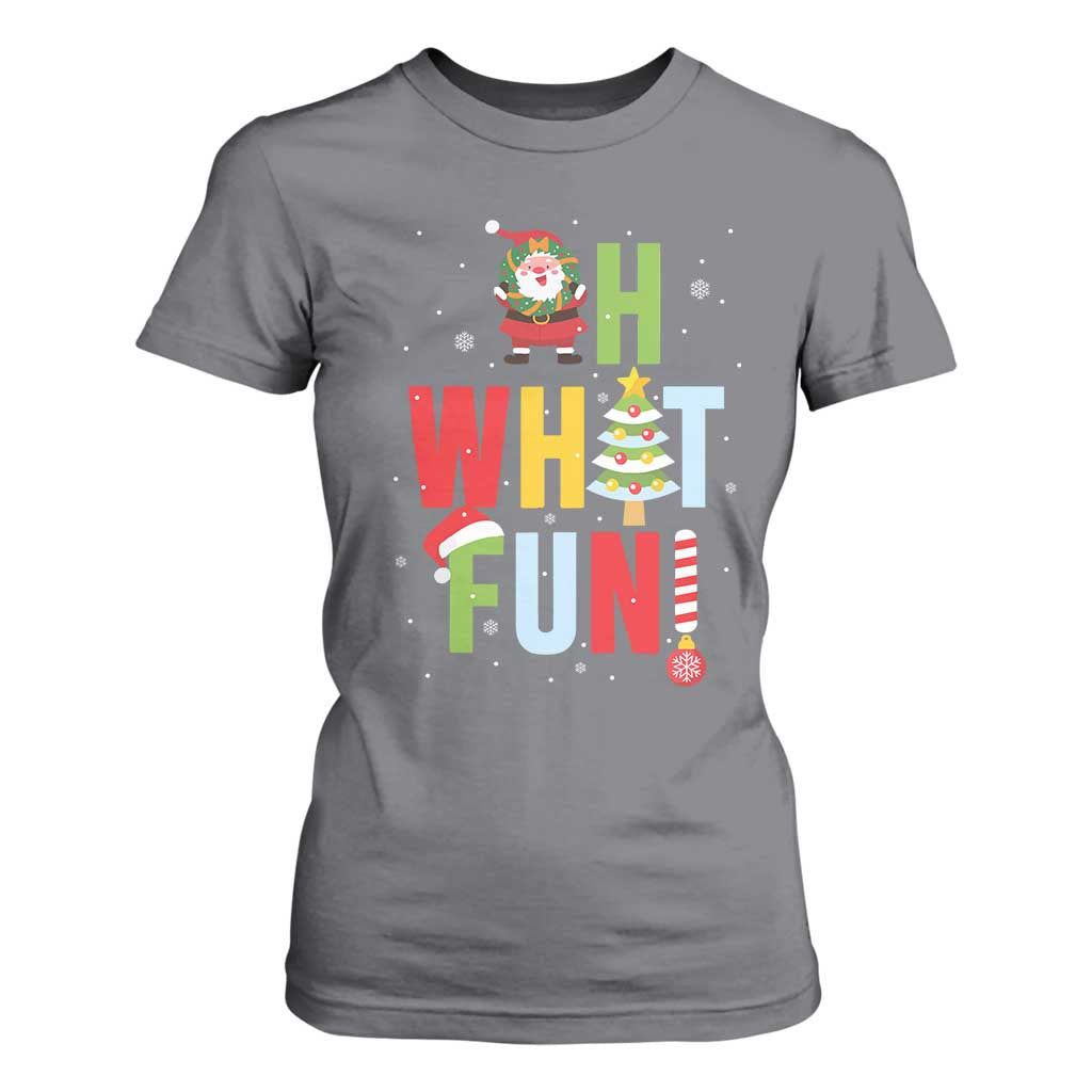 Funny Christmas Santa T Shirt For Women Oh What Fun Christmas Tree And Wreath TS10 Charcoal Print Your Wear