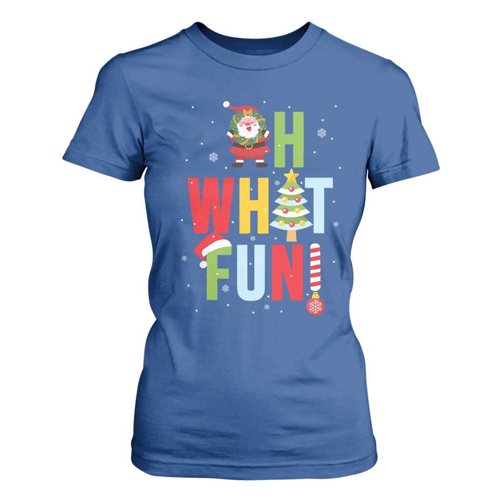 Funny Christmas Santa T Shirt For Women Oh What Fun Christmas Tree And Wreath TS10 Royal Blue Print Your Wear