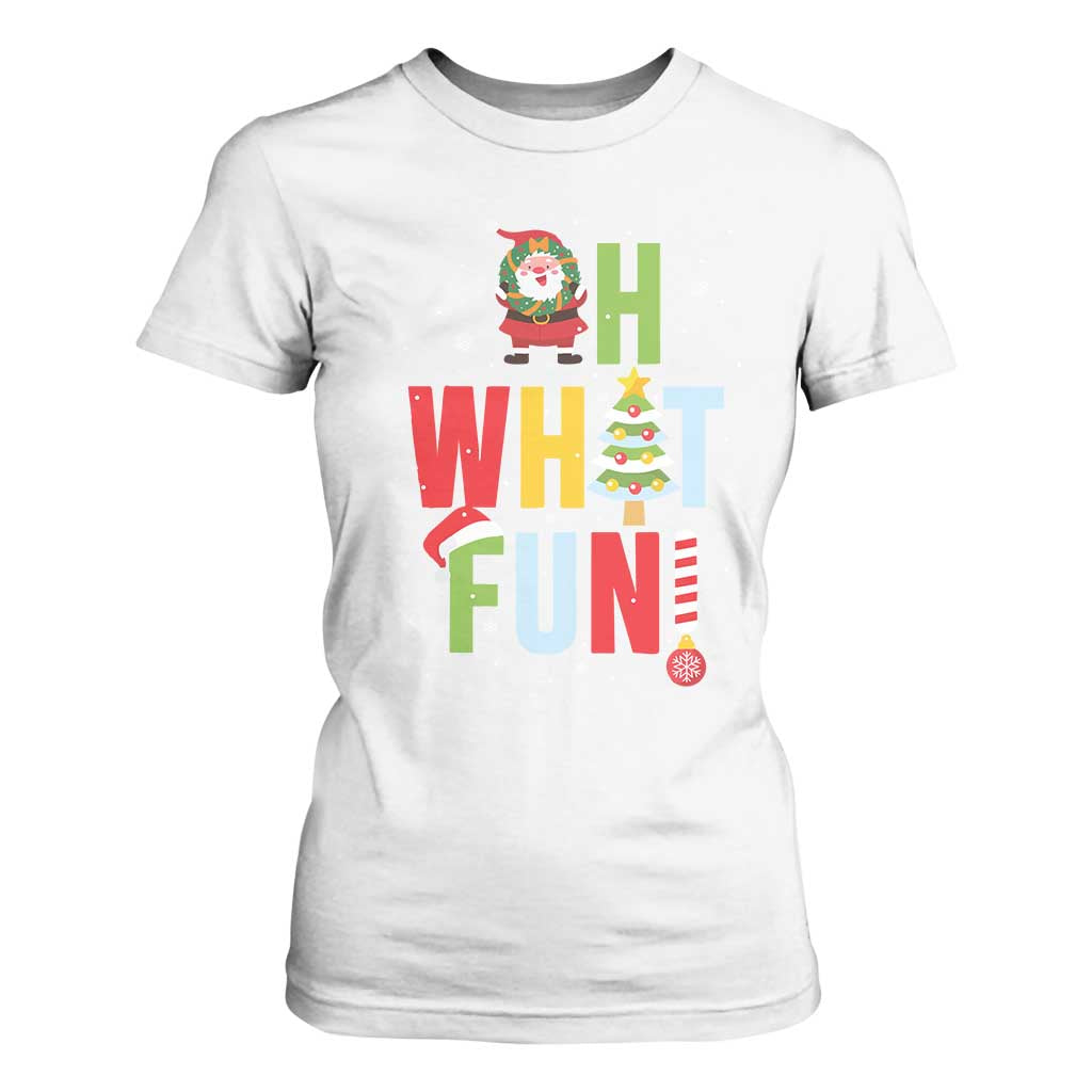 Funny Christmas Santa T Shirt For Women Oh What Fun Christmas Tree And Wreath TS10 White Print Your Wear