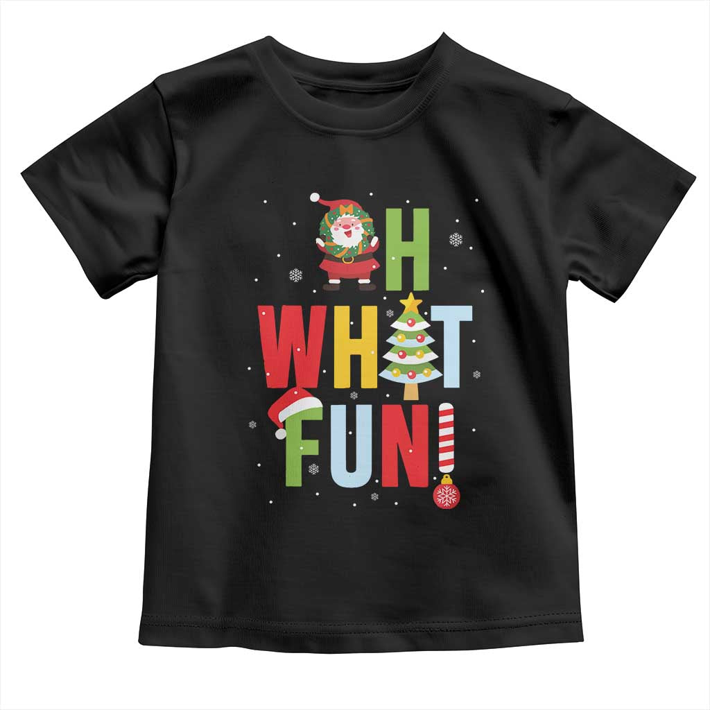 Funny Christmas Santa Toddler T Shirt Oh What Fun Christmas Tree And Wreath TS10 Black Print Your Wear