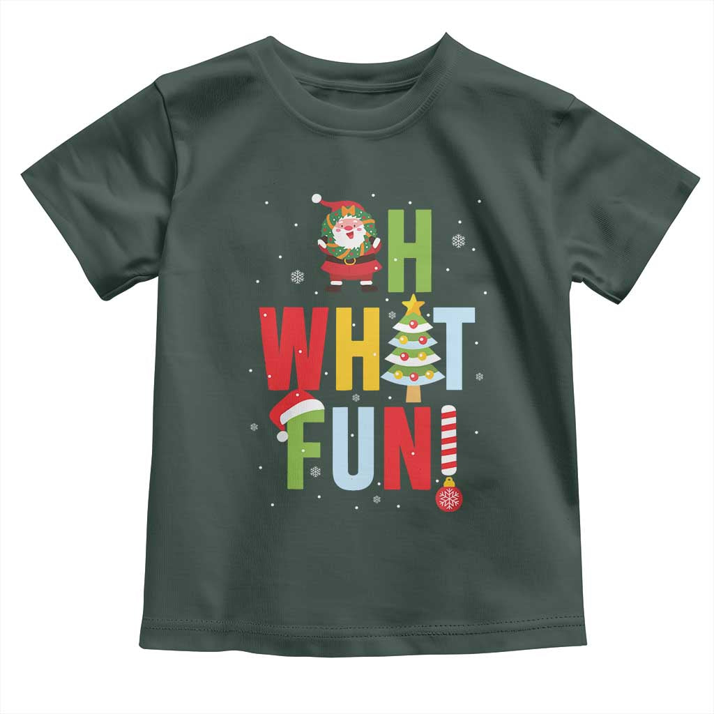 Funny Christmas Santa Toddler T Shirt Oh What Fun Christmas Tree And Wreath TS10 Dark Forest Green Print Your Wear