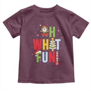 Funny Christmas Santa Toddler T Shirt Oh What Fun Christmas Tree And Wreath TS10 Maroon Print Your Wear