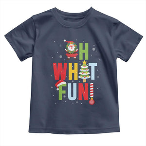 Funny Christmas Santa Toddler T Shirt Oh What Fun Christmas Tree And Wreath TS10 Navy Print Your Wear