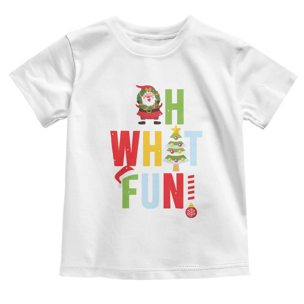 Funny Christmas Santa Toddler T Shirt Oh What Fun Christmas Tree And Wreath TS10 White Print Your Wear